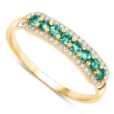 14K Yellow Gold Zambian Emerald Eternity Ring