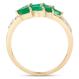 14K Zambian Emerald Cluster Ring with White Diamonds