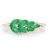 14K Zambian Emerald Cluster Ring with White Diamonds