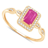 14K Yellow Gold Pink Ruby Halo Ring