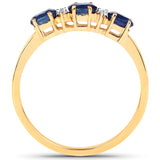 10K Yellow Gold Blue Sapphire Ring with Diamonds