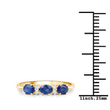 10K Yellow Gold Blue Sapphire Ring with Diamonds