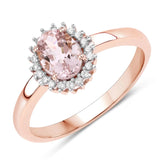 14K Rose Gold Morganite Halo Ring With Diamonds