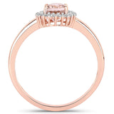 14K Rose Gold Morganite Halo Ring With Diamonds