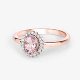 14K Rose Gold Morganite Halo Ring With Diamonds