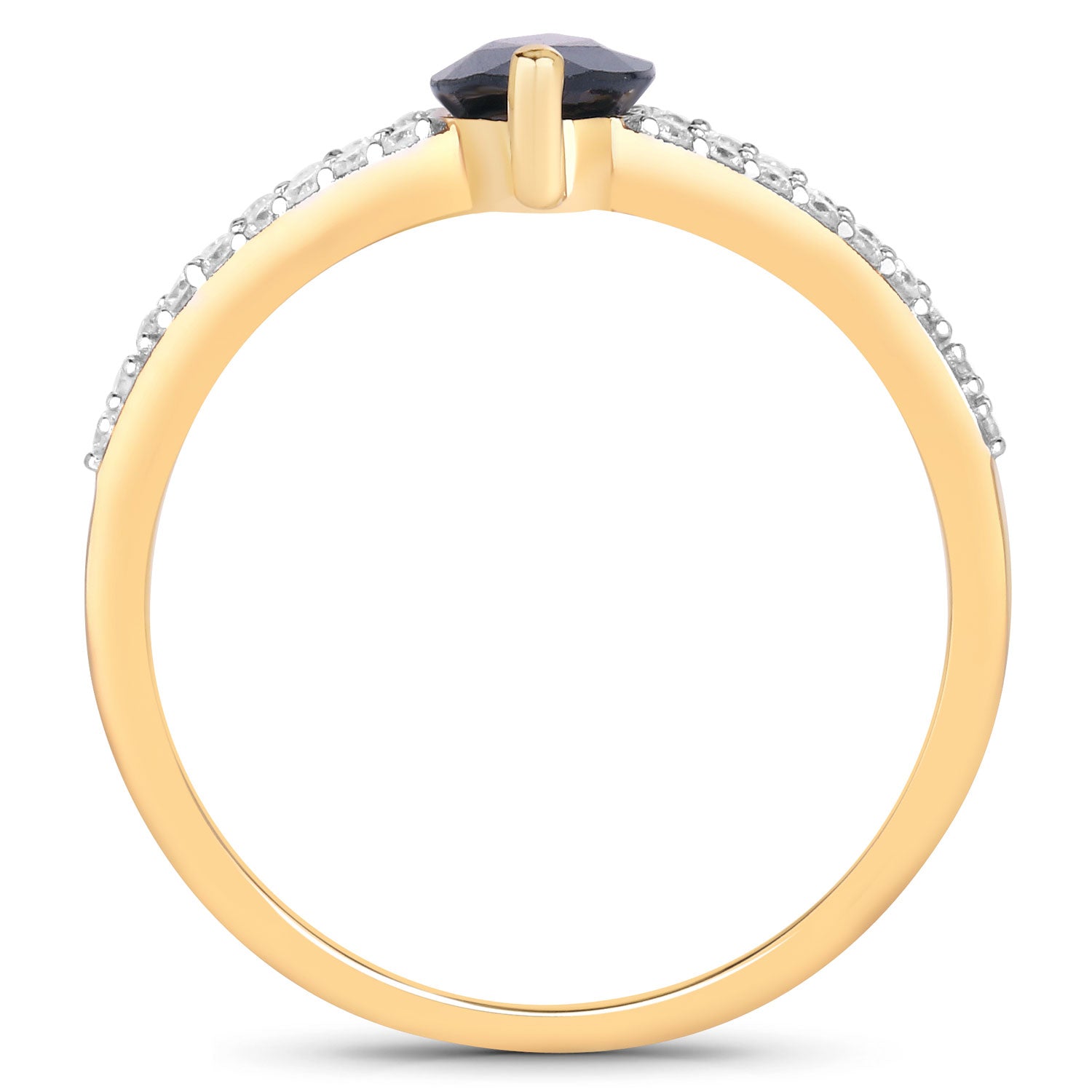 1.50ct Marquise Blue Sapphire and White Diamond Prong Bridge 14K Yellow Gold Ring image 2