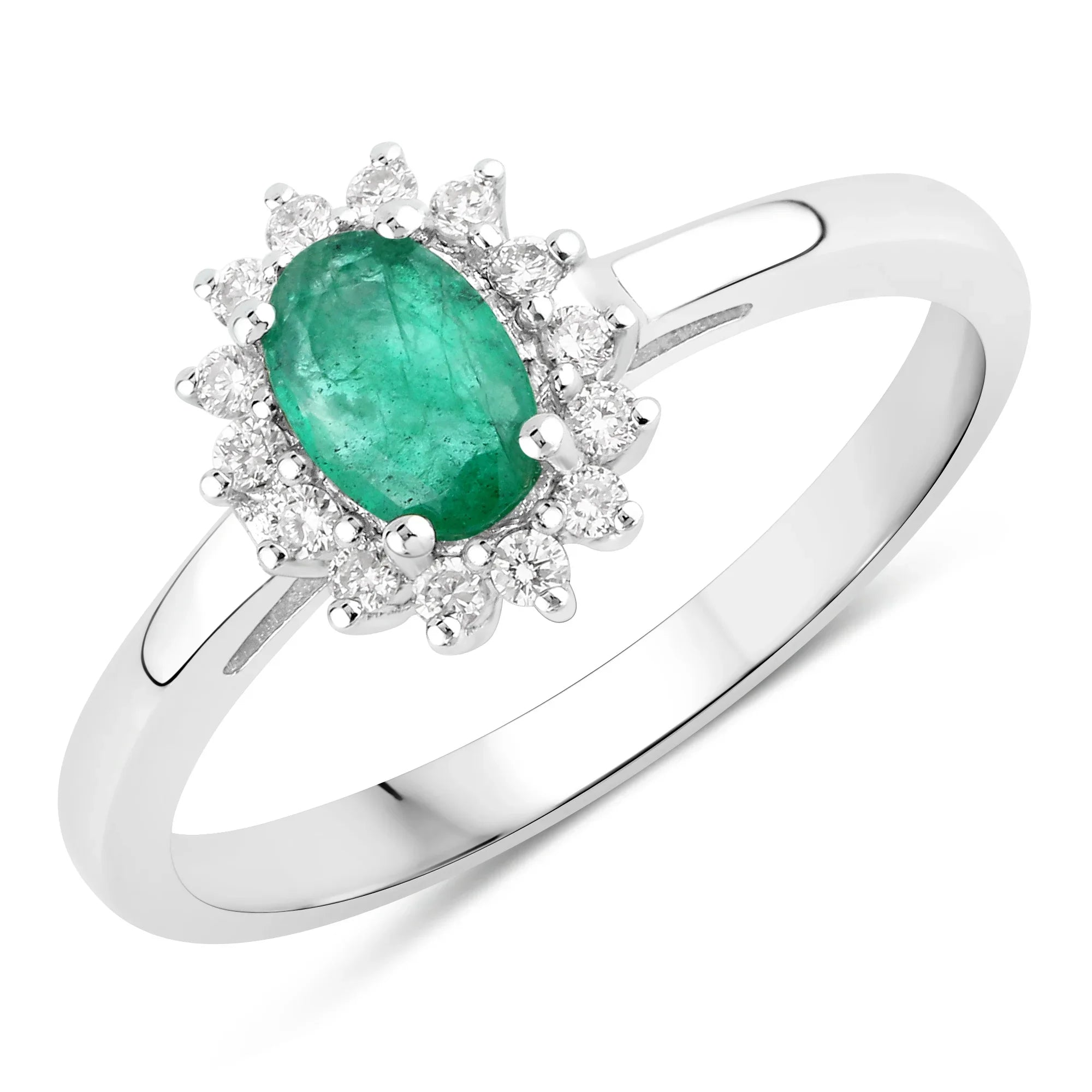 Natural Zambian Emerald Green Diamond Ring