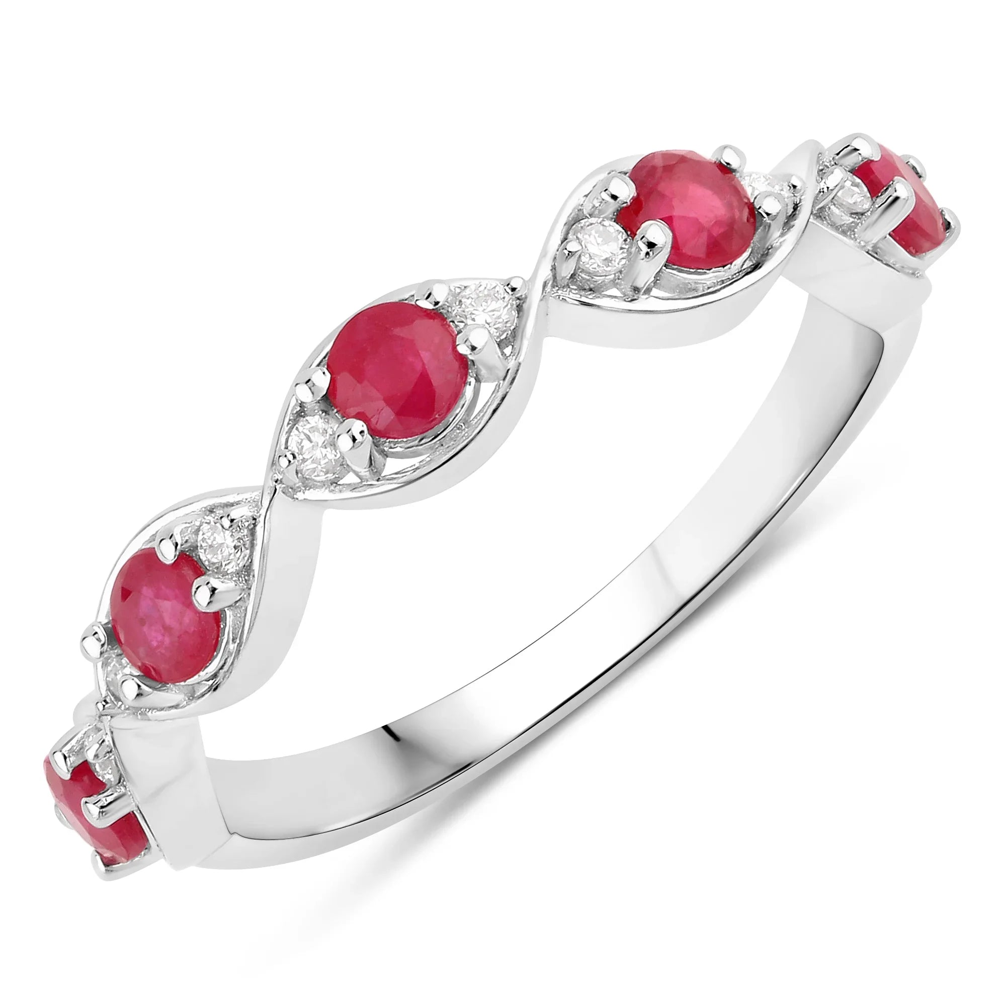 Natural Ruby and Lab Diamond Infinity Band Ring