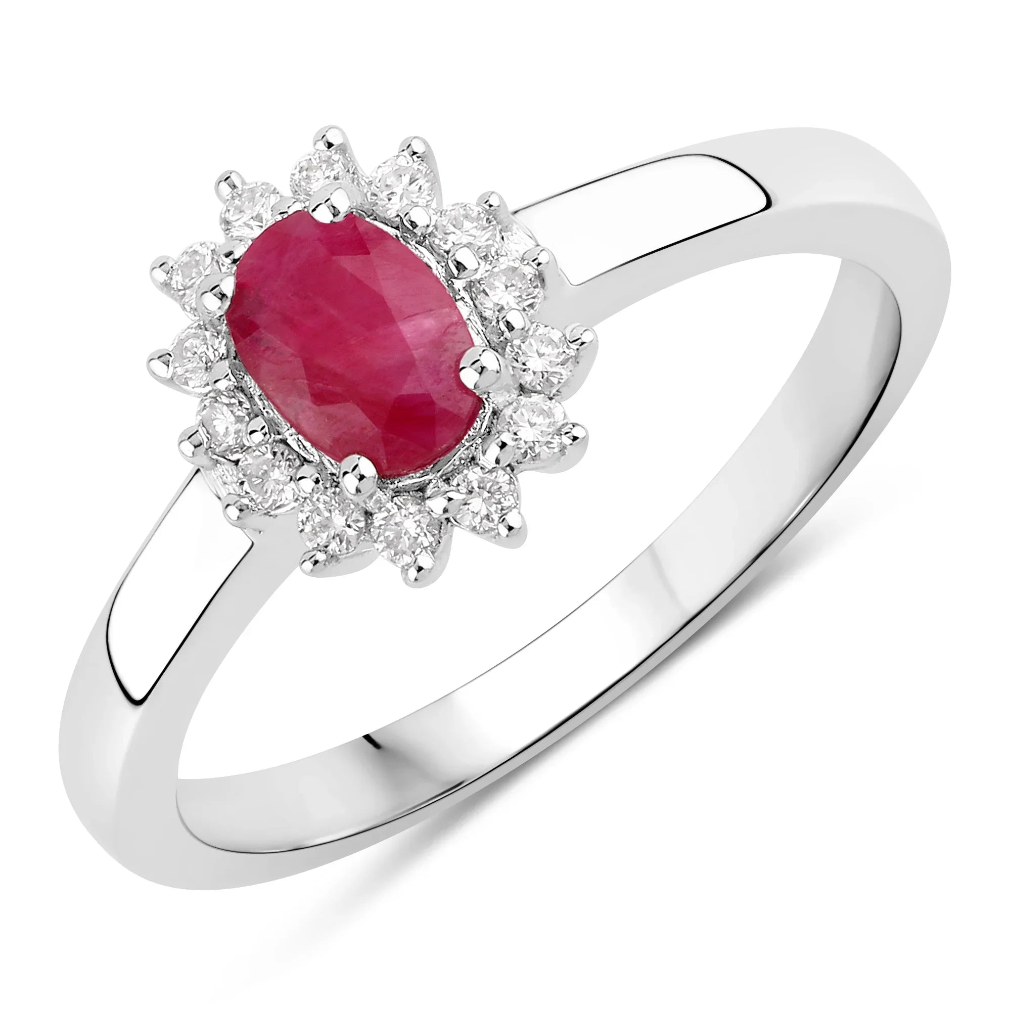 Natural Ruby and Lab Diamond Engagement Ring