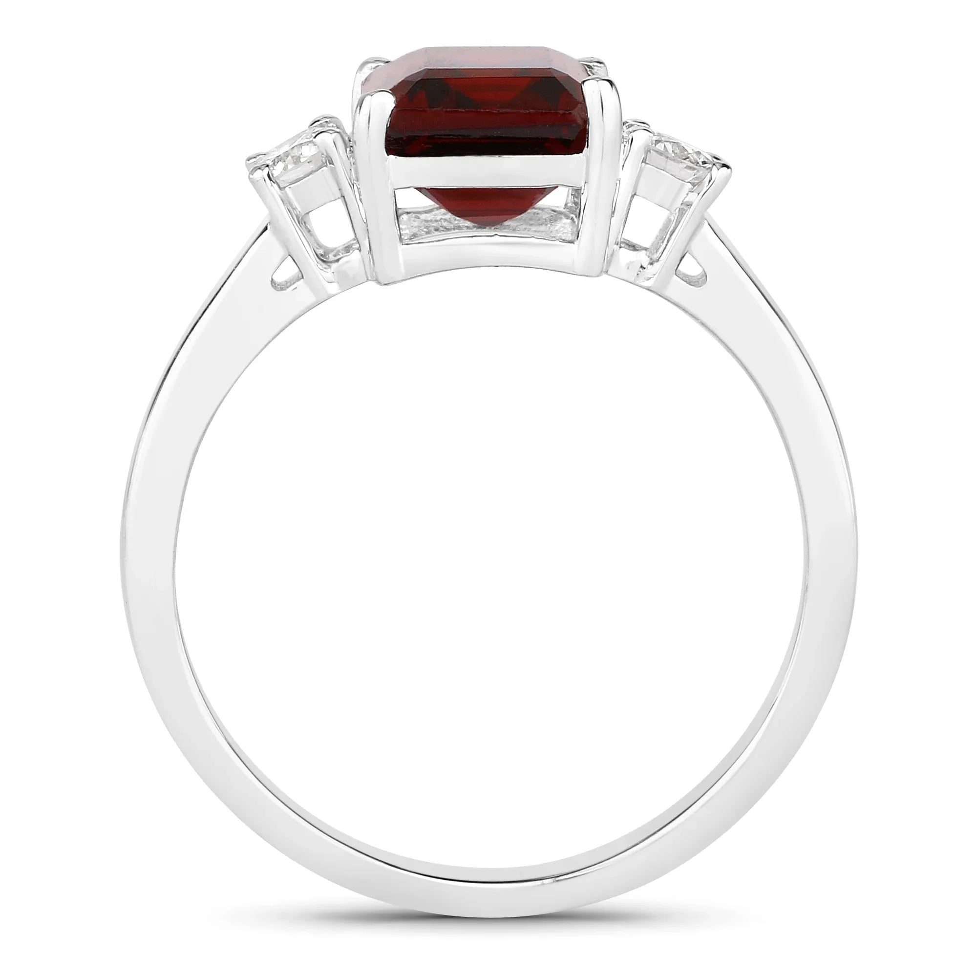Natural Garnet Lab Diamond Three Stone Ring