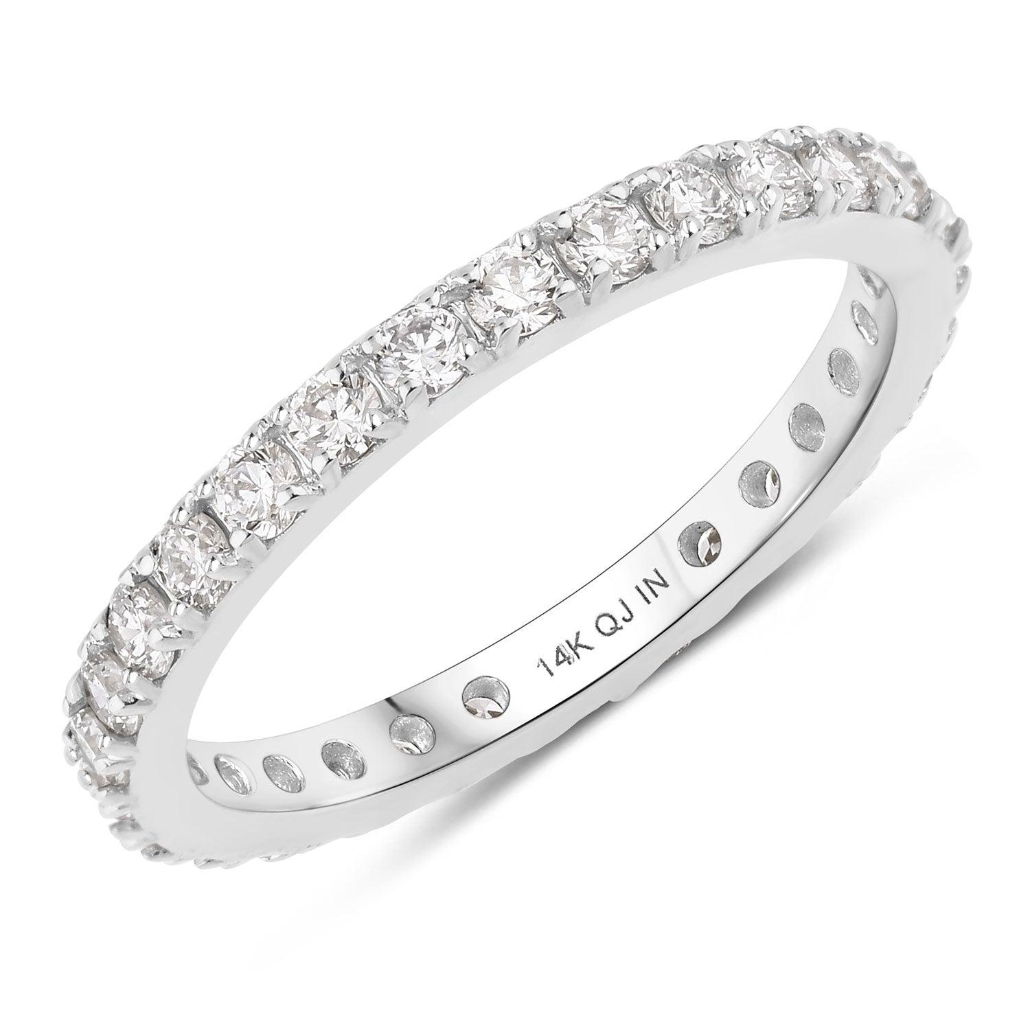1.00ct Round Lab Grown Diamond Prong Band 14K White Gold Ring image 1