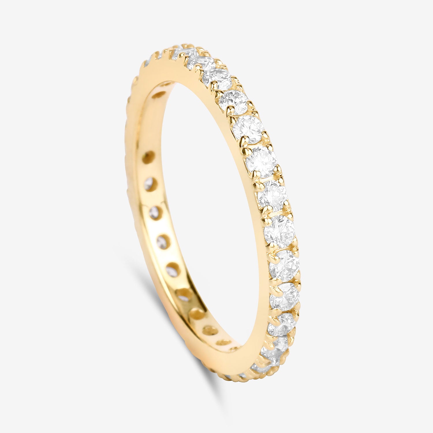 1.00ct Round Lab Grown Diamond Prong Band 14K Yellow Gold Ring image 5