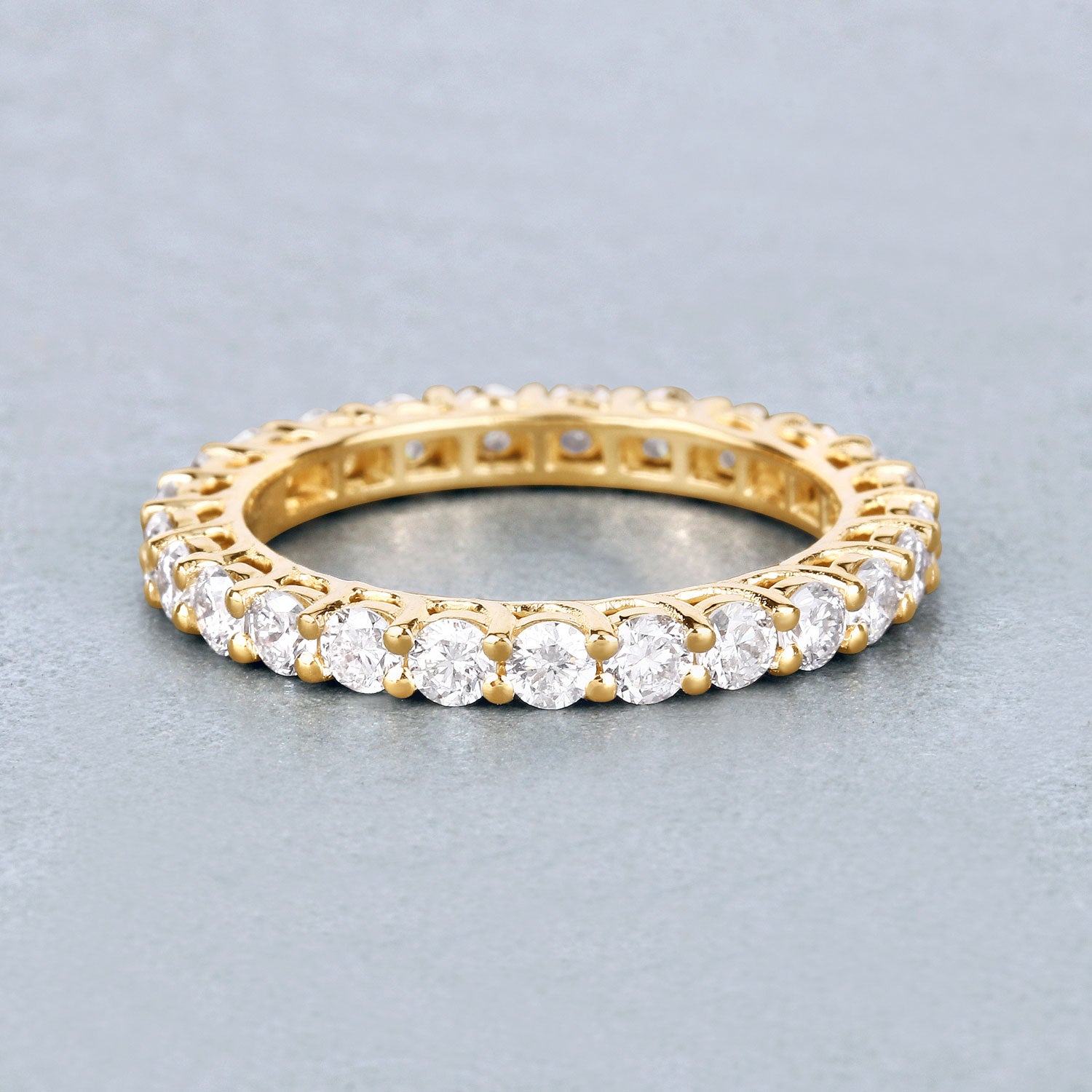 1.50ct Round Lab Grown Diamond Prong Band 14K Yellow Gold Ring image 2