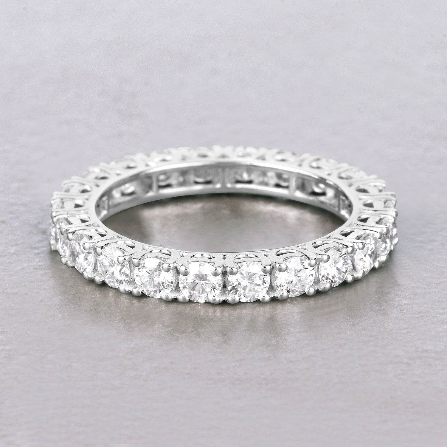 2.00ct Round Lab Grown Diamond Prong Band 14K White Gold Ring image 2