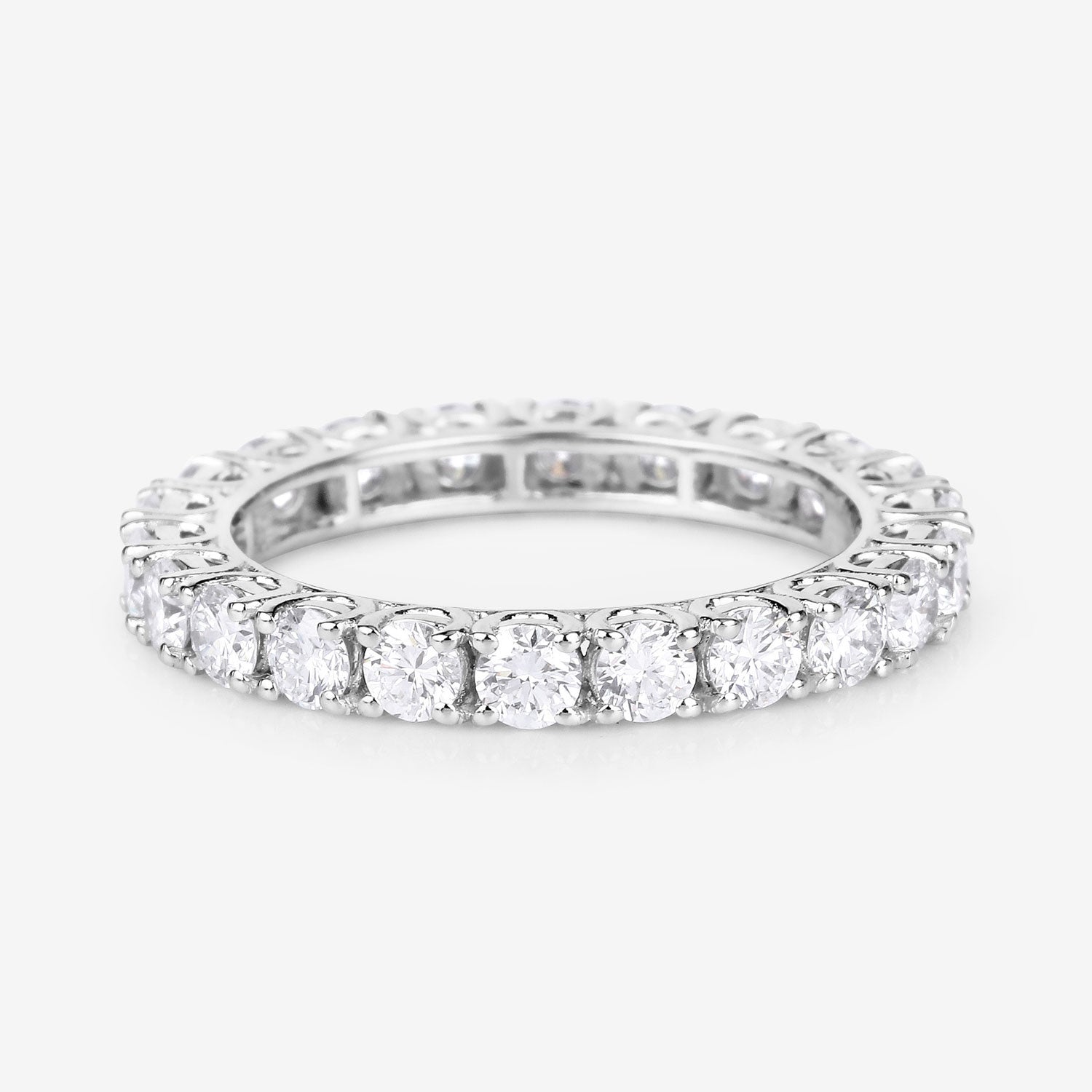 2.00ct Round Lab Grown Diamond Prong Band 14K White Gold Ring image 4