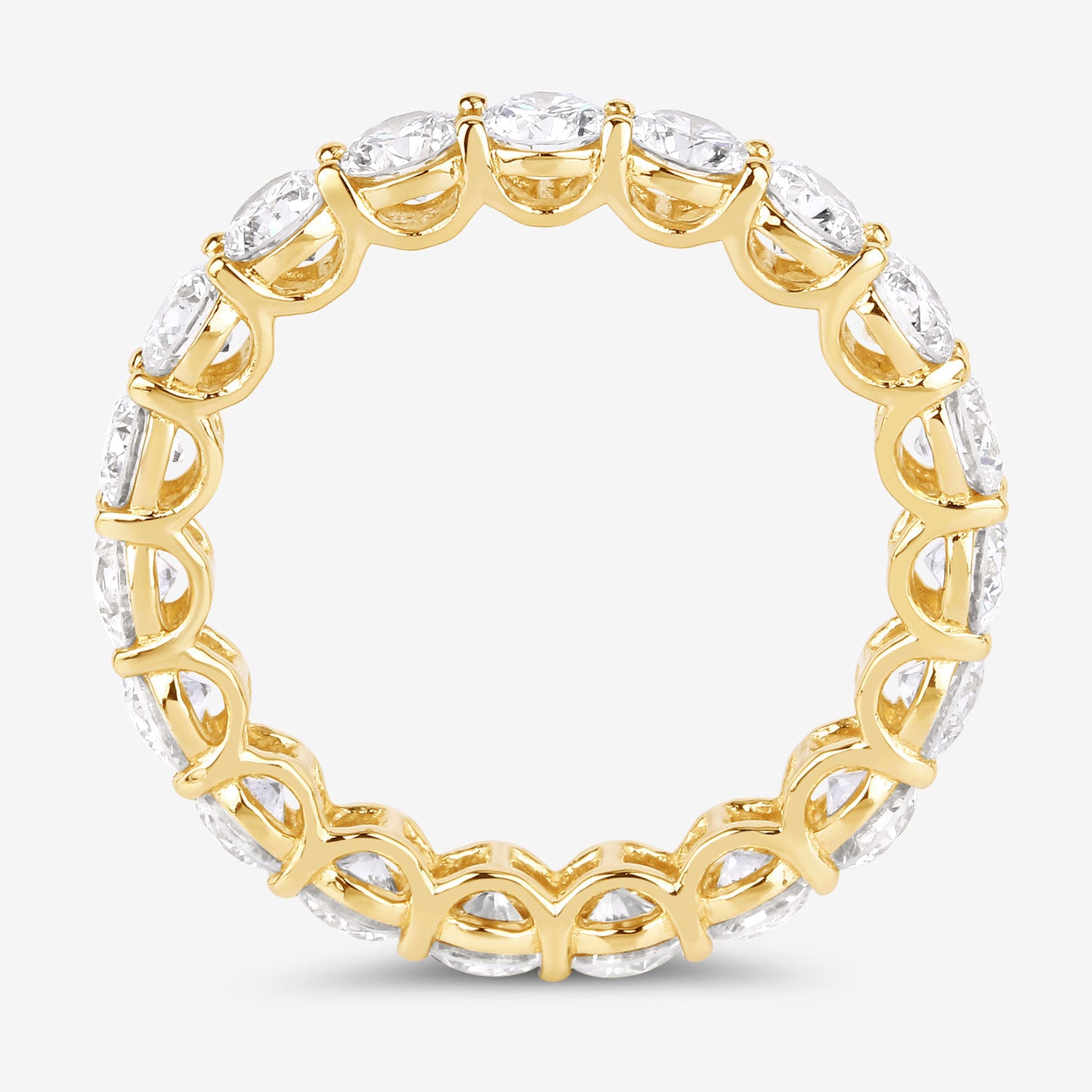 3.00ct Round Lab Grown Diamond Prong Band 14K Yellow Gold Ring image 3