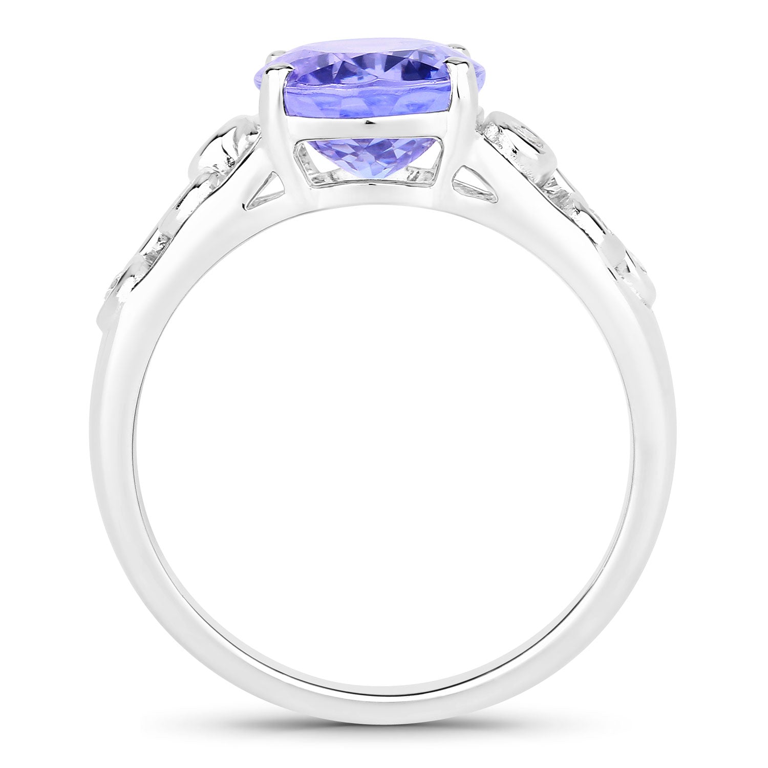 3.42 Cttw Oval Violet Tanzanite and Lab Diamond Rhodium over Silver Cocktail Ring