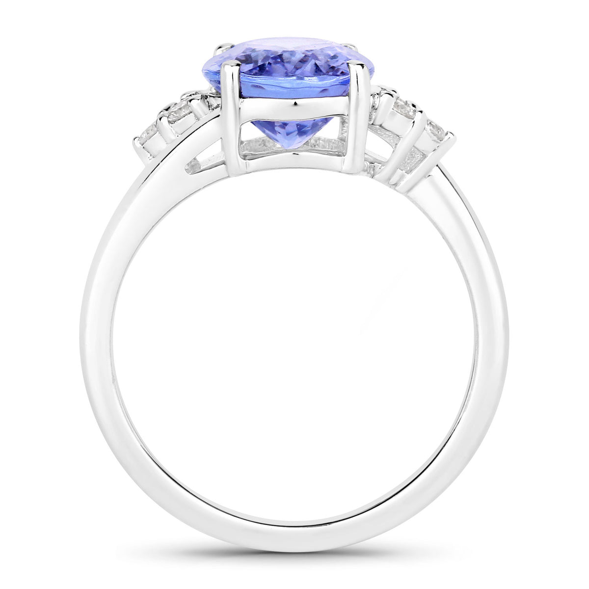 3.63 Cttw Oval Violet Tanzanite and Lab Grown Diamond Rhodium over Silver Bypass Ring