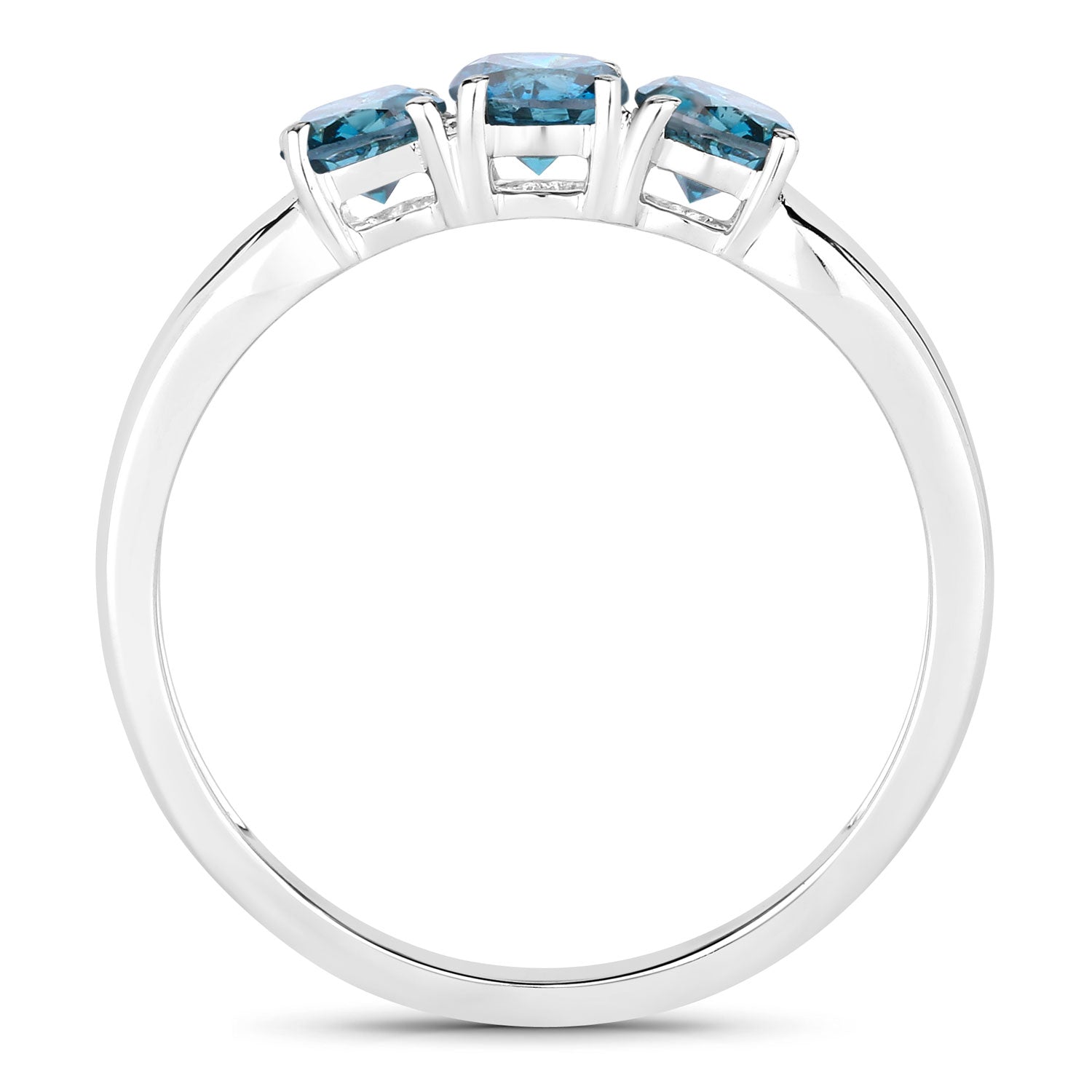 1.09 Cttw Round Teal Blue Diamond 14K White Gold Three Stone Ring