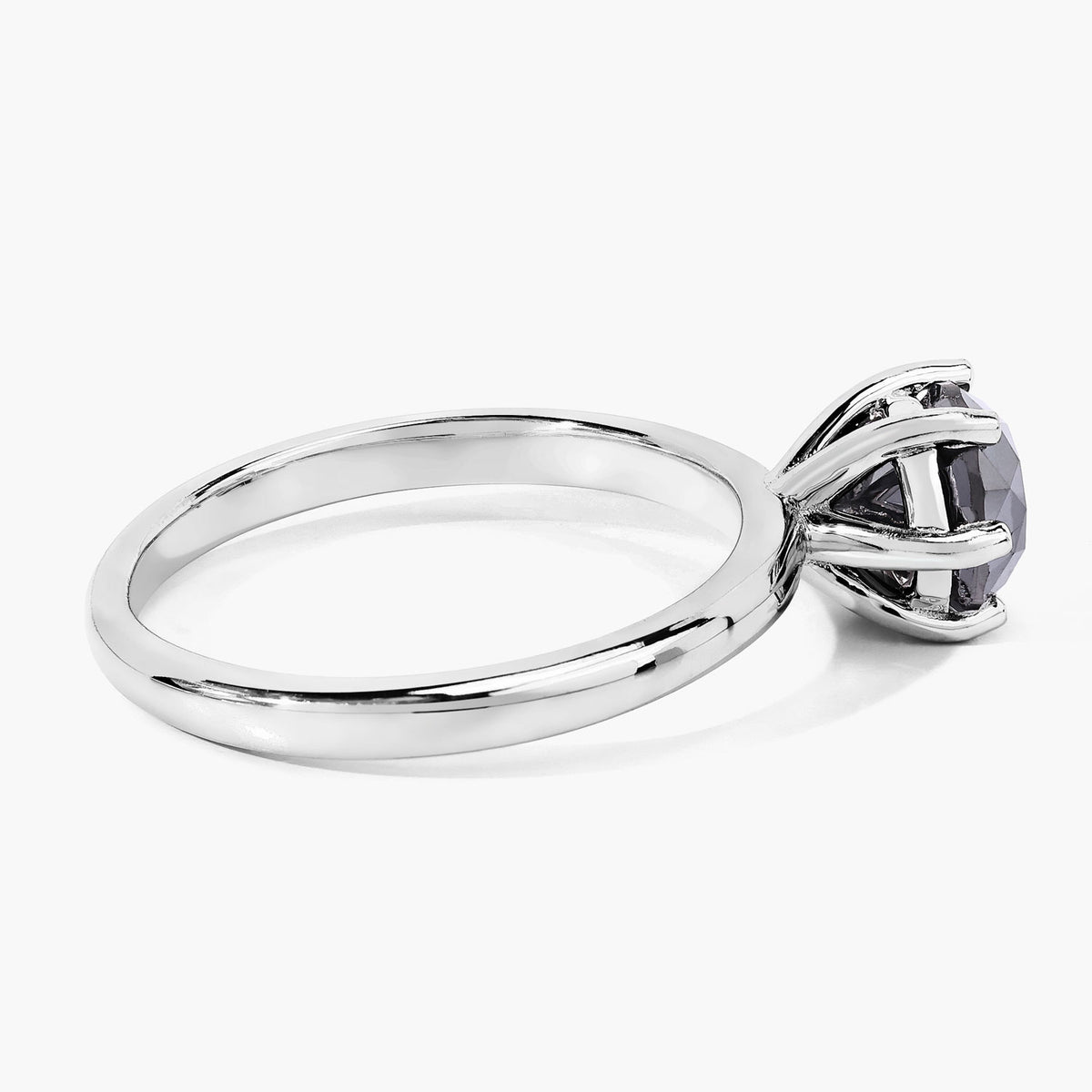 1.52 Cttw Round Black Diamond Rhodium Plated Silver Solitaire Ring