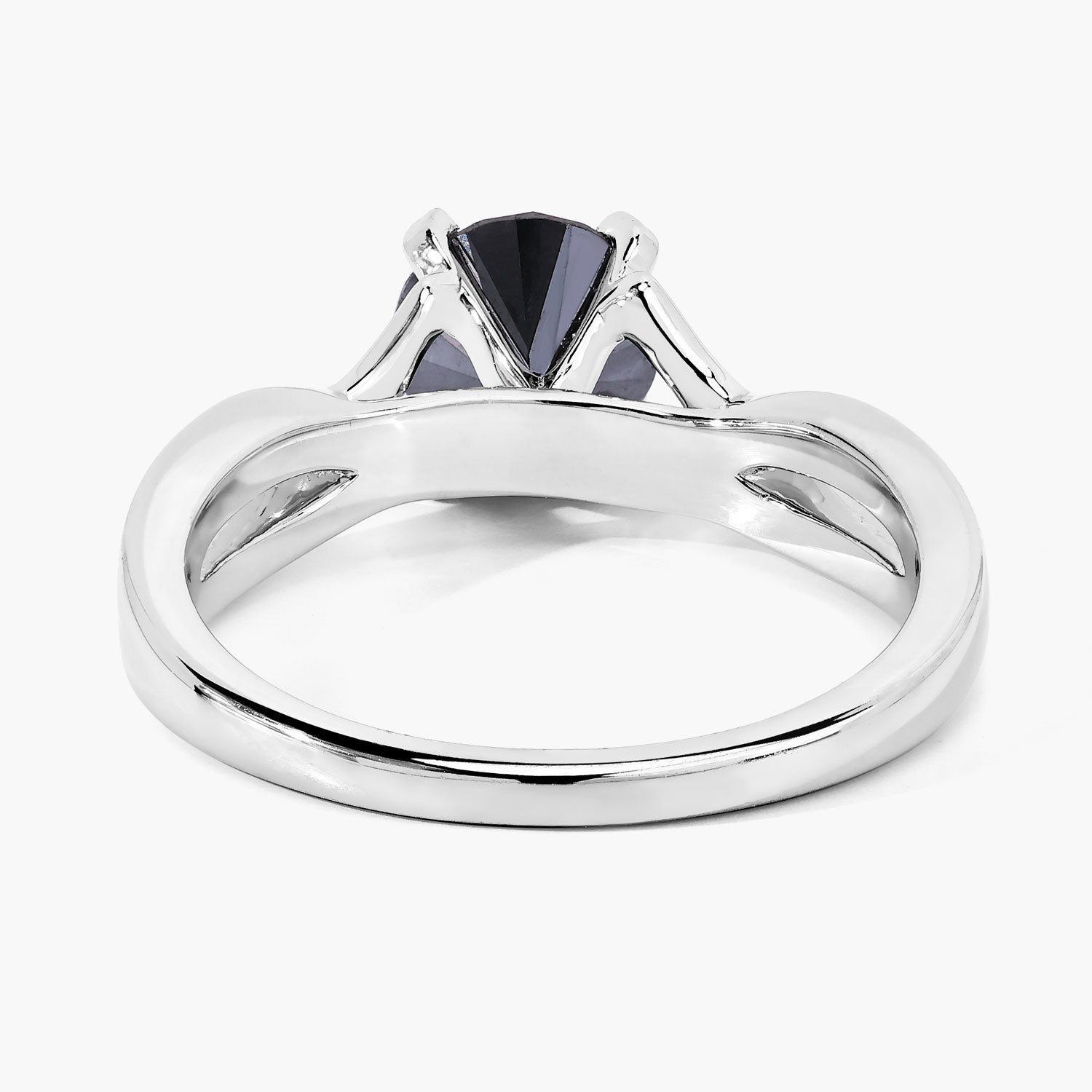 1.59 Cttw Round Black Diamond Rhodium over Silver Twist Solitaire Ring