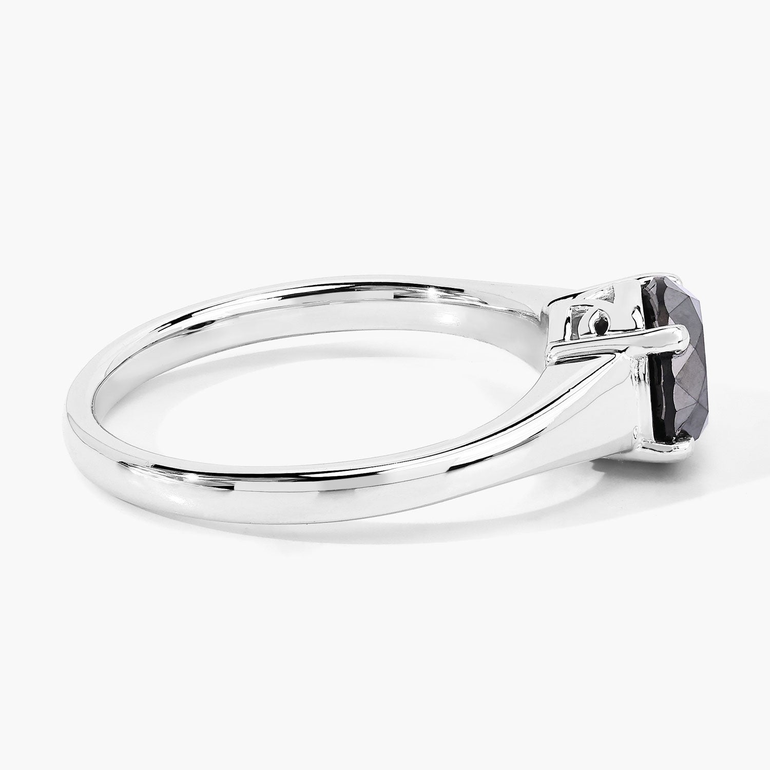 1.62 Cttw Round Black Diamond Rhodium over Silver Cathedral Solitaire Ring