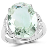 Genuine Green Amethyst Silver Ring