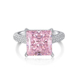 Pink Diamond Solitaire Ring Pink Cz Gemstone 4 ct Square Cut Ring  - FineColorJewels
