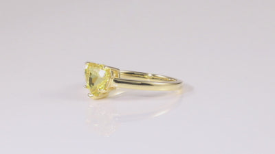 video of Canary Yellow Sapphire Ring Yellow Diamond Heart Ring  18K Yellow Gold Plated Ring  Engagement Ring Valentine's Gift for The Women