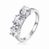 White Topaz Three Stone Ring - FineColorJewels