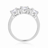 White Topaz Three Stone Ring Engagement Ring for Women Best Gift For Her- FineColorJewels