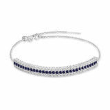 ,Blue Sapphire Cuff Bracelet with White Topaz Accents in 925 Sterling Silver Sapphire Cuff BraceletSapphire Cuff Bracelet - FineColorJewels