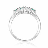 Emerald Statement Ring with Moissanite Sterling Silver Chunky Ring for Women - FineColorJewels