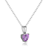 Amethyst Heart Necklace - FineColorJewels