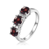 Garnet Three Stone Ring - FineColorJewels