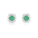 Genuine  Emerald Halo Earrings - FineColorJewels