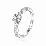 Moissanite Ring with Moissanite Accents in Sterling Silver