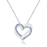 Blue Sapphire Open Heart Necklace - FineColorJewels