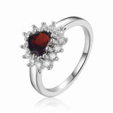 Garnet Halo Heart Ring - FineColorJewels