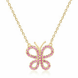 Ruby Butterfly NecklaceButterfly Necklace Yellow Gold Plated Natural Ruby Butterfly Pendant Necklace - FineColorJewels