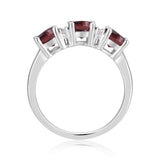 Garnet Three Stone Ring - FineColorJewels