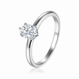 Moissanite Solitaire One Carat Ring | 925 Sterling Silver Moissanite Solitaire Ring | White Silver Ring | Women's Day Gift for Her - FineColorJewels