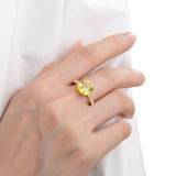Canary Yellow Sapphire Asscher Cut Ring - FineColorJewels