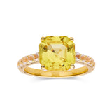 18K Gold Plated Ring Canary Yellow Lab Grown Sapphire Diamond Ring  - FineColorJewels