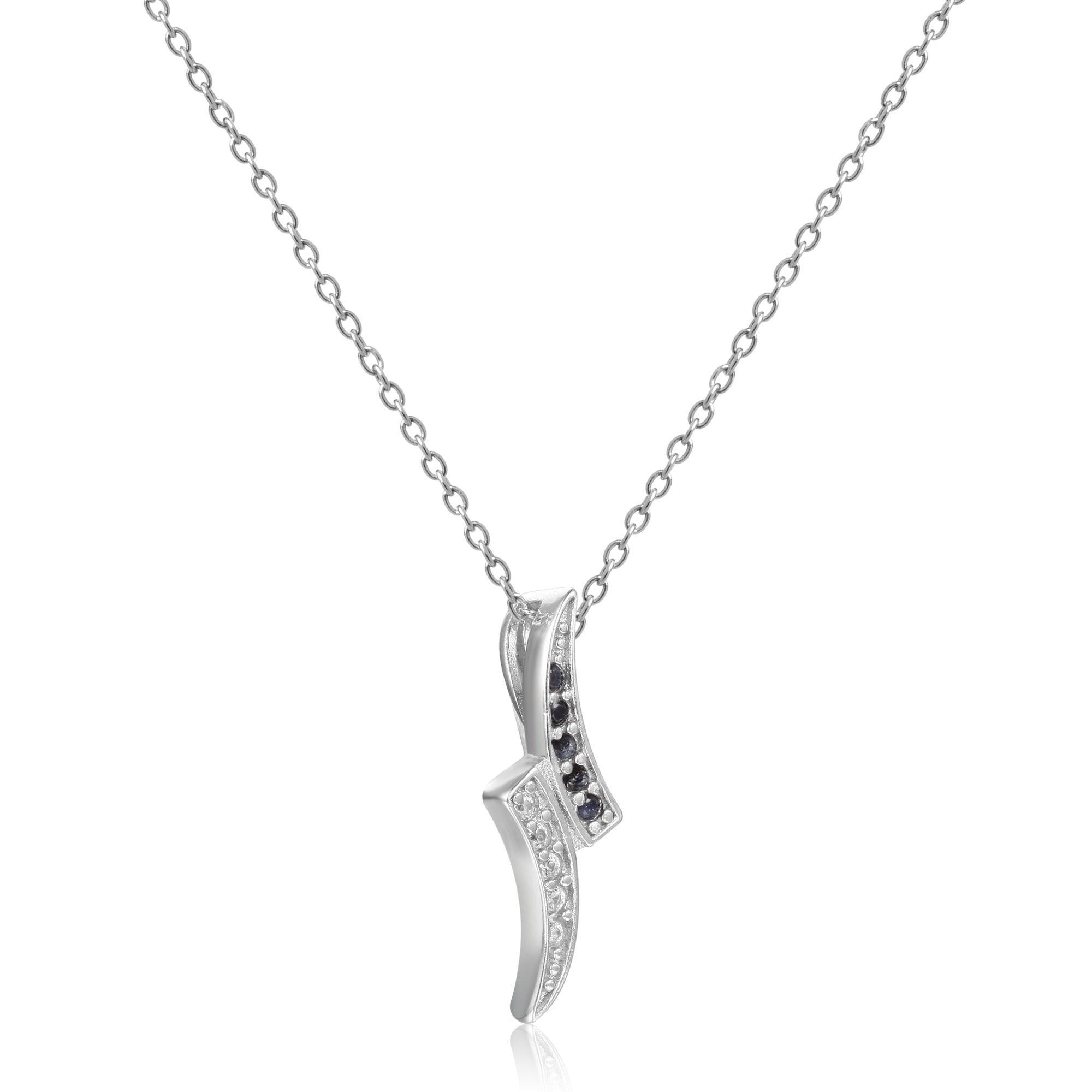 Black Sapphire Dainty Pendant Necklace - FineColorJewels