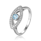 Natural Blue Topaz Evil Eye Ring with Moissanite Accents - FineColorJewels