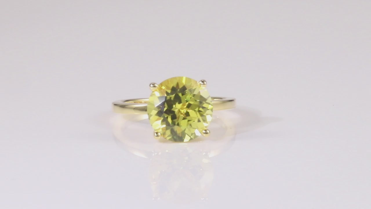 video of Canary Yellow Sapphire Ring Yellow Diamond Engagement Ring 18K Yellow Gold Plated Silver Proposal Ring Gifts For Women Yellow Cocktail Ring