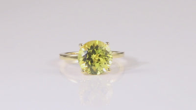 video of Canary Yellow Sapphire Ring Yellow Diamond Engagement Ring 18K Yellow Gold Plated Silver Proposal Ring Gifts For Women Yellow Cocktail Ring