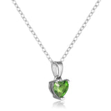 Sterling Silver Heart Shaped Chrome Diopside Pendant Necklace