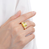 Yellow Diamond 18K Gold Plated Sterling Silver Ring Jewelry Gift - FineColorJewels